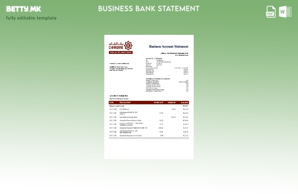 Модерен стил Извод на претпријатие за сметка на сириската Чам банка Шаблон Word 